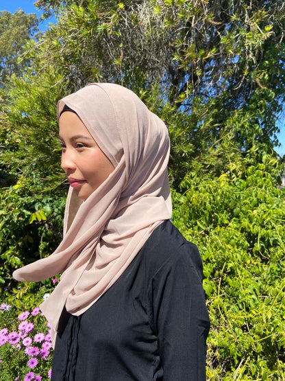 neutral nude chiffon hijab scarf