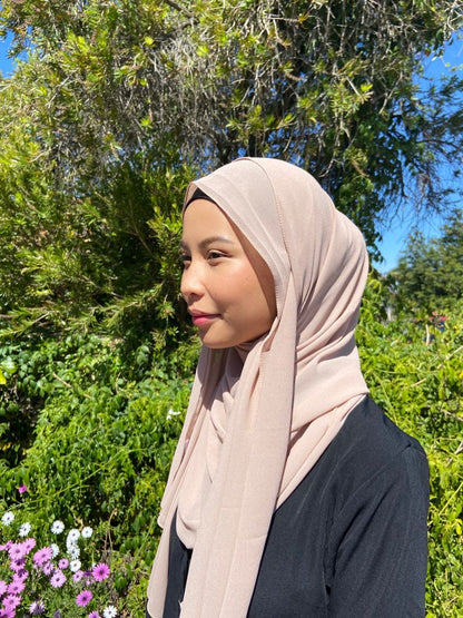 neutral nude chiffon hijab scarf