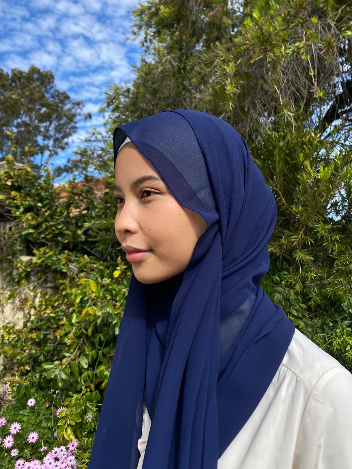 Navy Chiffon Hijab Scarf