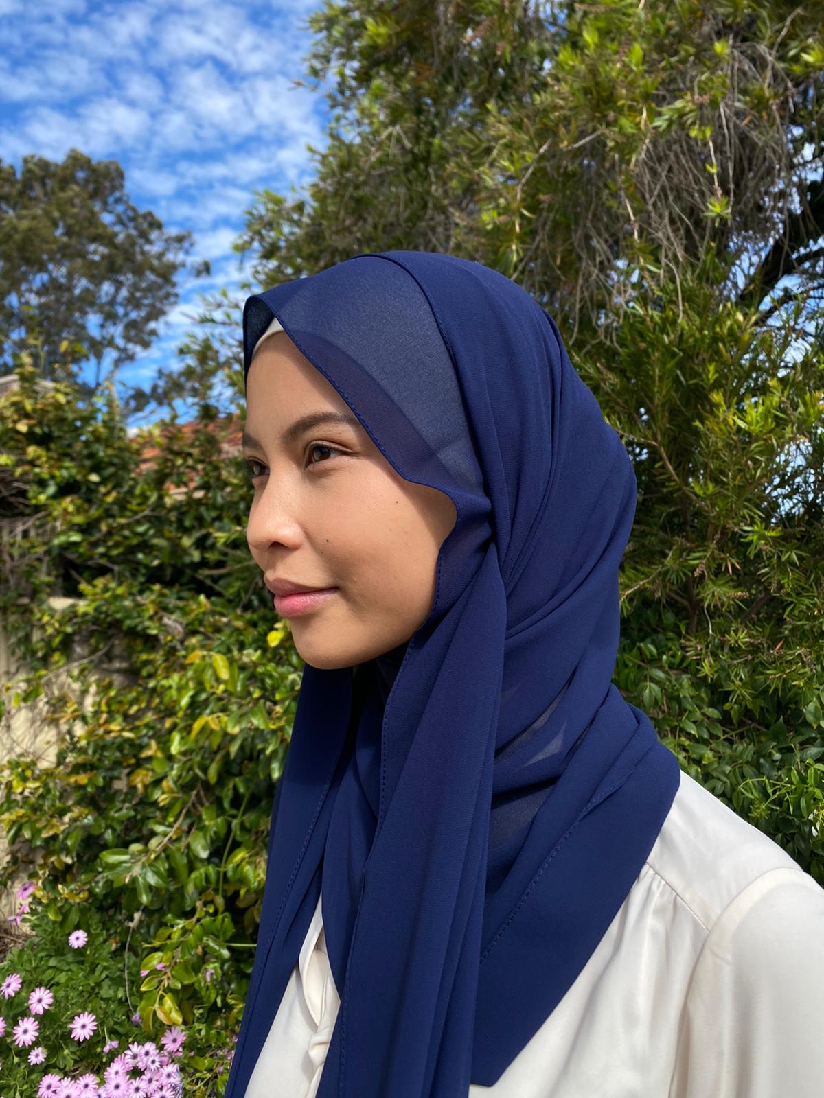 Navy Chiffon Hijab Scarf