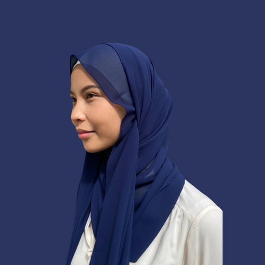 Navy chiffon hijab scarf